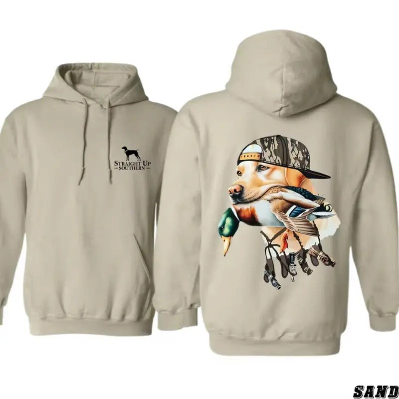 Straight Up Southern Bold Hunting Dog Duck Outdoor - Adult & Kids T-Shirts, Sweatshirts & Hoodies apparel design preview 1