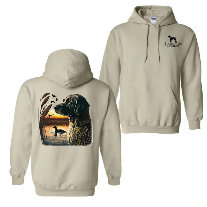 Straight Up Southern Hunting Dog Sunset Scene Casual - Adult & Kids T-Shirts, Sweatshirts & Hoodies apparel design preview 1