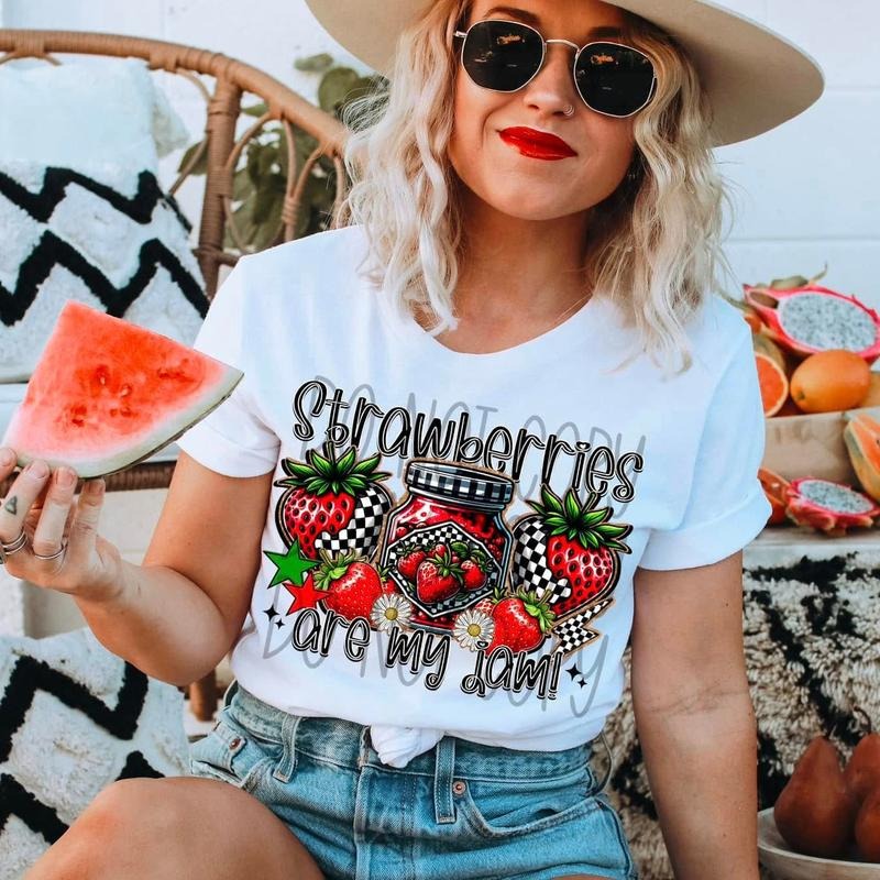 Strawberries Are My Jam DTF Transfers THIS IS NOT - Adult & Kids T-Shirts, Sweatshirts & Hoodies apparel design preview 1