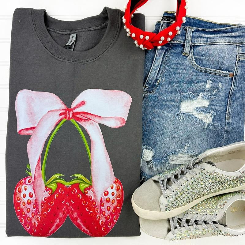 Strawberry Bow Coquette - Adult & Kids T-Shirts, Sweatshirts & Hoodies apparel design preview 1