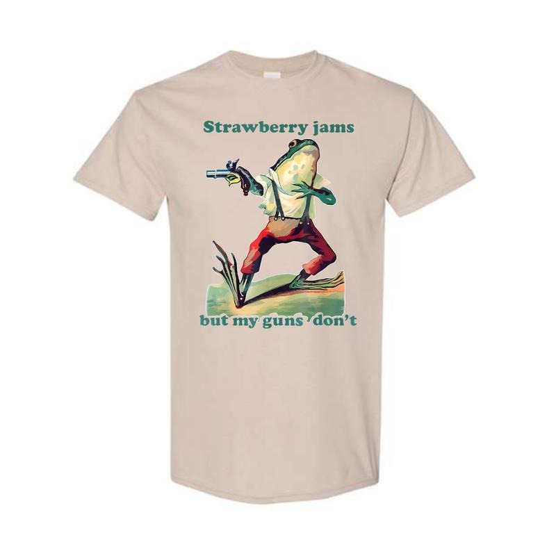 Strawberry Jams But My Glock Don' Funny Meme Cowboy - Adult & Kids T-Shirts, Sweatshirts & Hoodies apparel design preview 1