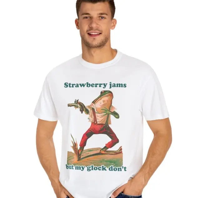 Strawberry Jams But My Glock Don' Funny T Meme - Adult & Kids T-Shirts, Sweatshirts & Hoodies apparel design preview 1