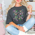 String Lights Checker Bow Comfort Colors 'NLB' - Adult & Kids T-Shirts, Sweatshirts & Hoodies apparel design preview 1