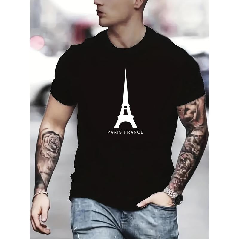 Paris Eiffel Tower Print Crew Neck Short Sleeve - Adult & Kids T-Shirts, Sweatshirts & Hoodies apparel design preview 1
