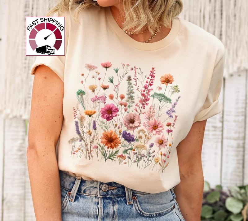 Subtle Floral Trump Protest Resist FDT - Adult & Kids T-Shirts, Sweatshirts & Hoodies apparel design preview 1