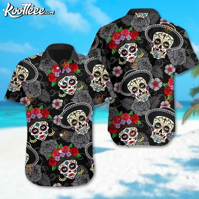 Sugar Skull Dia De Los Muertos Mexico Hawaiian - Adult & Kids T-Shirts, Sweatshirts & Hoodies apparel design preview 1
