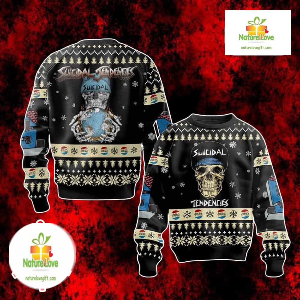 Suicidal Tendencies Skull Snowflake Holiday Gift Ugly Christmas Sweater - Holiday Gift product image