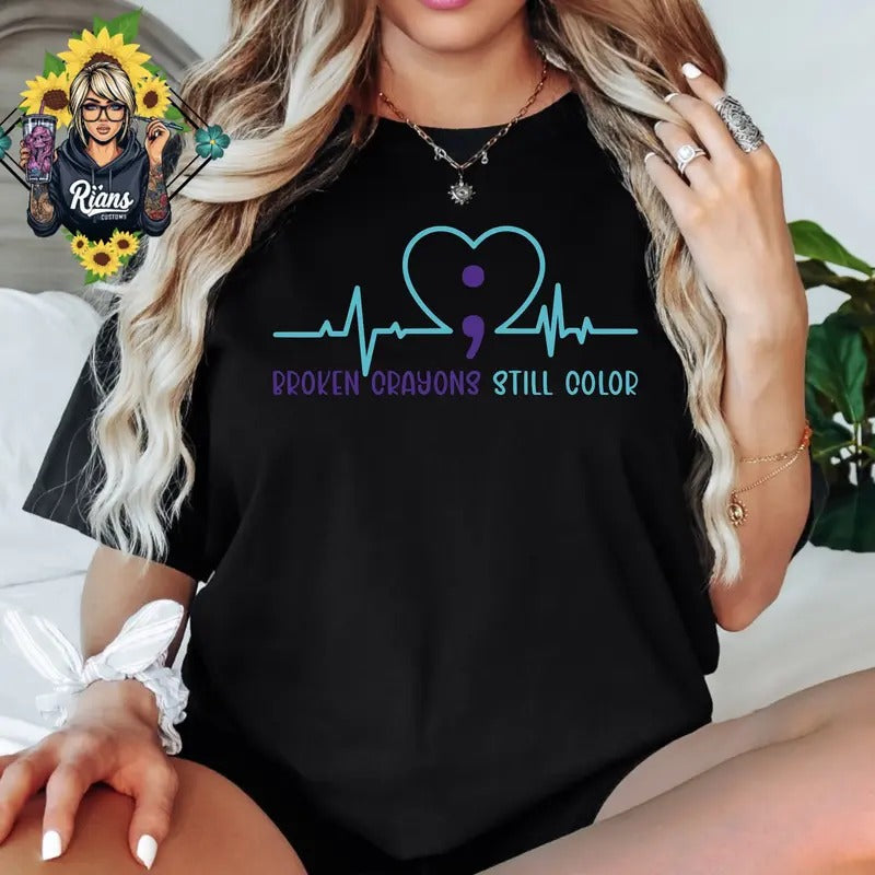 Suicide Awareness Broken Crayons Still Color.. - Adult & Kids T-Shirts, Sweatshirts & Hoodies apparel design preview 1