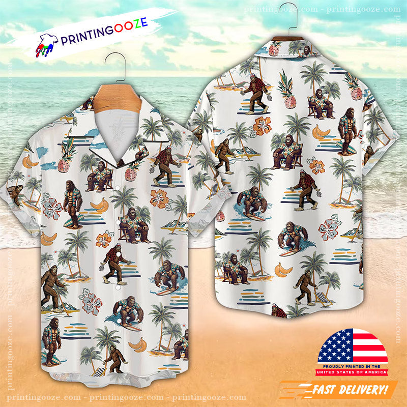 Summer Beach Bigfoot Hawaiian - Adult & Kids T-Shirts, Sweatshirts & Hoodies apparel design preview 1