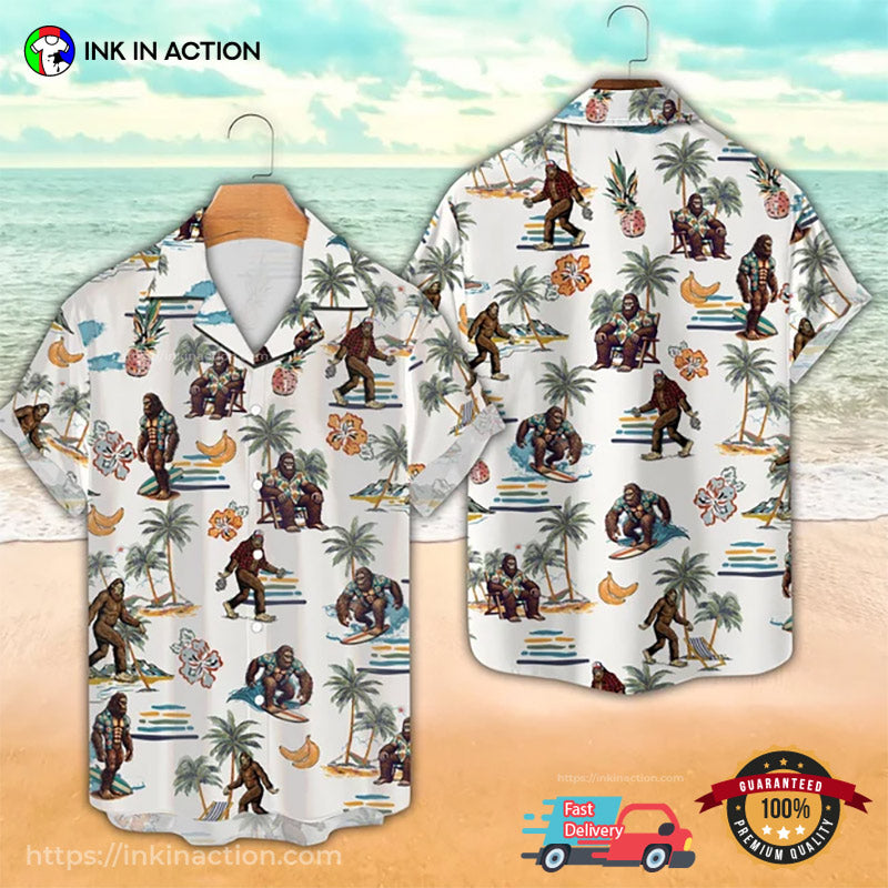 Summer Beach Bigfoot Vacation Hawaiian - Adult & Kids T-Shirts, Sweatshirts & Hoodies apparel design preview 1