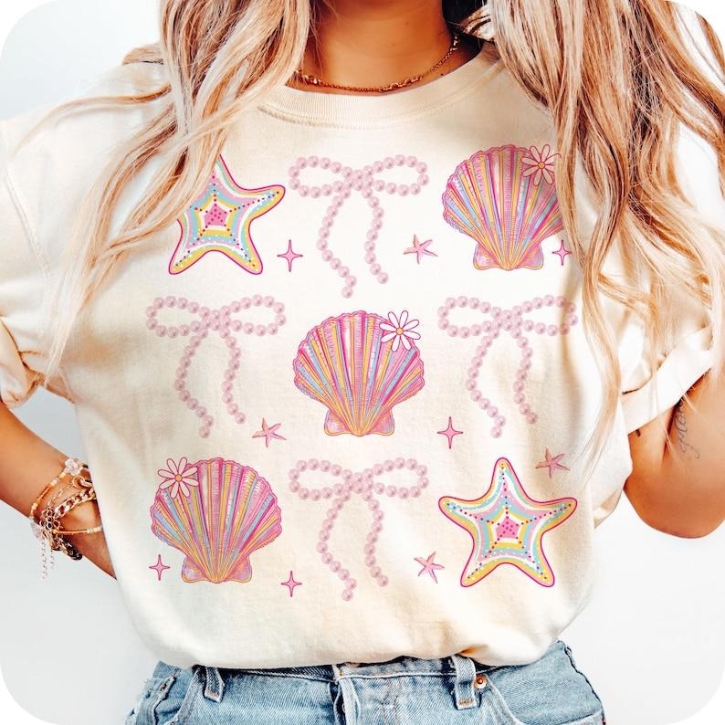 Summer Clam Coquette Pink Beach Trending - Adult & Kids T-Shirts, Sweatshirts & Hoodies apparel design preview 1
