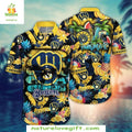 Milwaukee Brewers Hawaiian Summer Night Palm Baseball - Adult & Kids T-Shirts, Sweatshirts & Hoodies apparel design preview 1