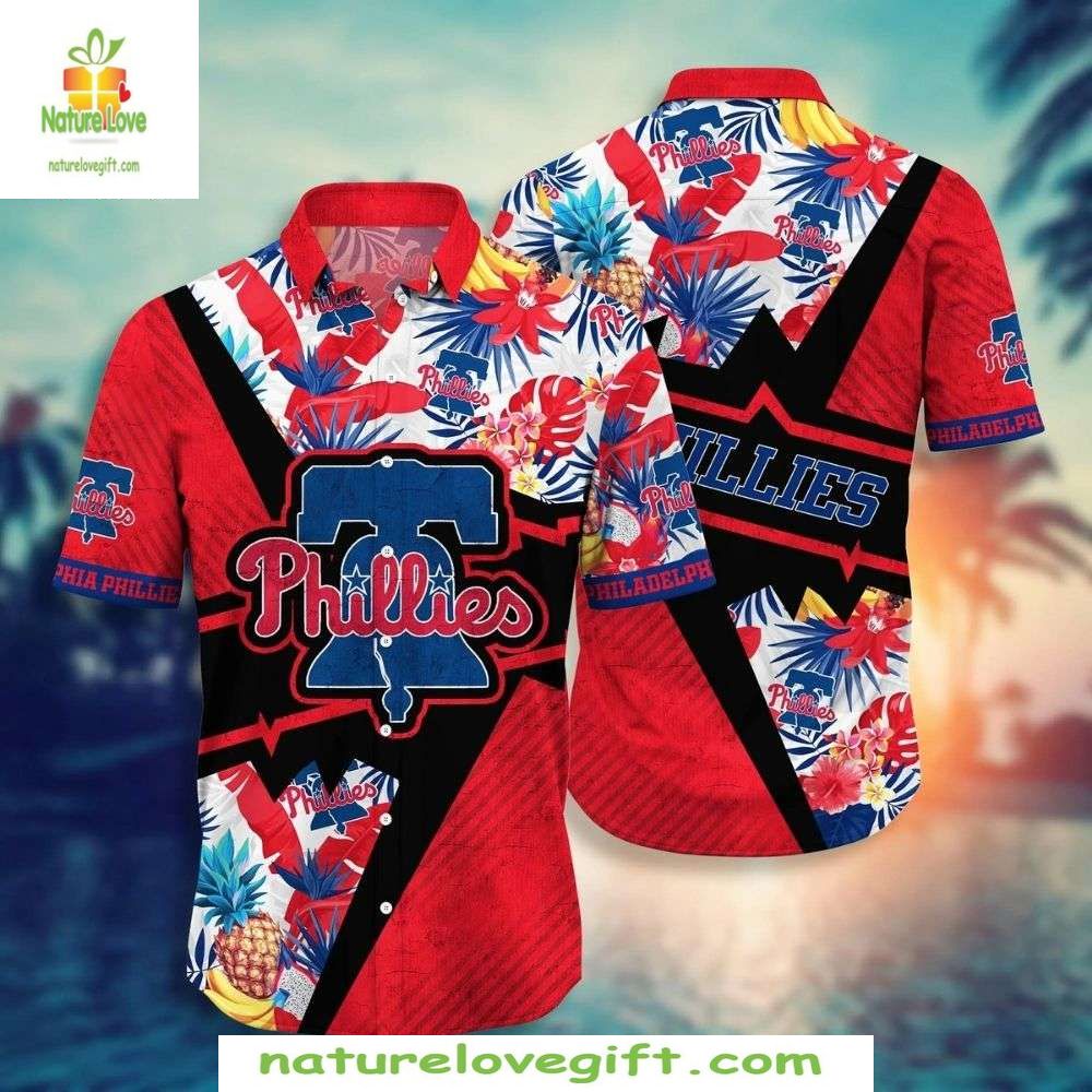 MLB Phillies Hawaiian Red White Blue Tropical - Adult & Kids T-Shirts, Sweatshirts & Hoodies apparel design preview 1