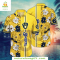 Milwaukee Brewers Hawaiian Yellow Floral MLB Baseball - Adult & Kids T-Shirts, Sweatshirts & Hoodies apparel design preview 1