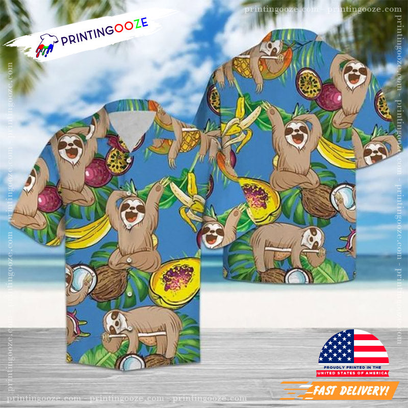 Summer Sloth Love Fruit Hawaiian - Adult & Kids T-Shirts, Sweatshirts & Hoodies apparel design preview 1