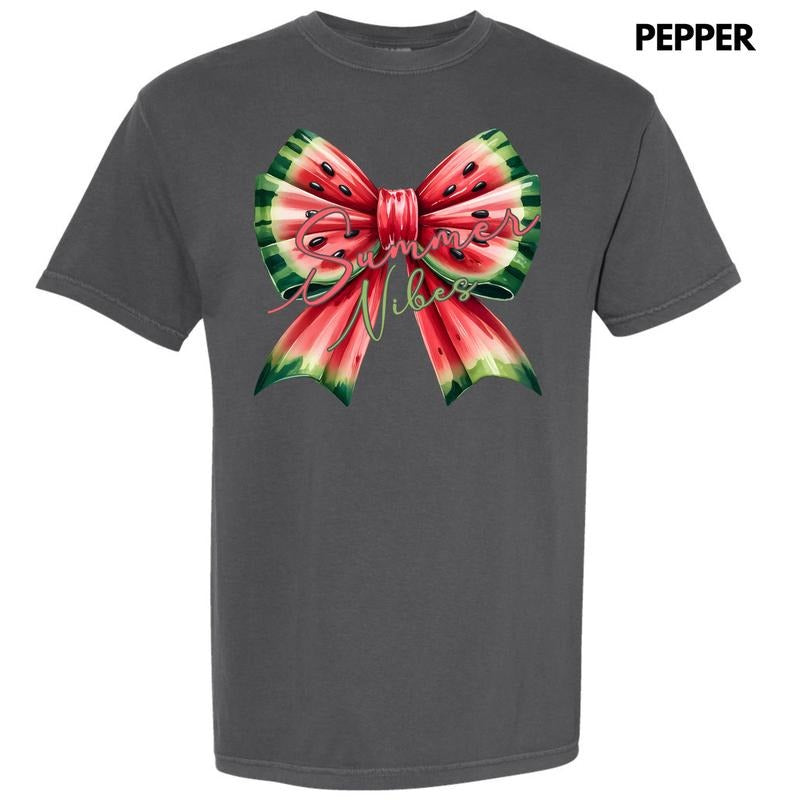 Summer Watermelon Bow Comfort Colors 'NLB' - Adult & Kids T-Shirts, Sweatshirts & Hoodies apparel design preview 1
