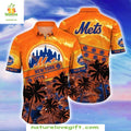 NY Mets Hawaiian Sunny Palm Baseball Fan Apparel - Adult & Kids T-Shirts, Sweatshirts & Hoodies apparel design preview 1