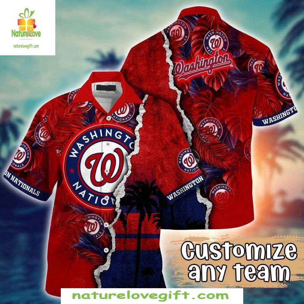 Washington Nationals Hawaiian Custom MLB Baseball - Adult & Kids T-Shirts, Sweatshirts & Hoodies apparel design preview 1