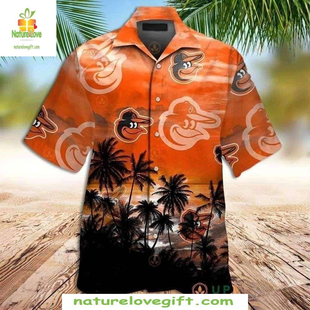 Baltimore Orioles Hawaiian Sunset Palms MLB Baseball - Adult & Kids T-Shirts, Sweatshirts & Hoodies apparel design preview 1