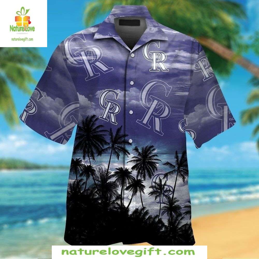 MLB Hawaiian Sunset Palms Colorado Rockies Tropical - Adult & Kids T-Shirts, Sweatshirts & Hoodies apparel design preview 1