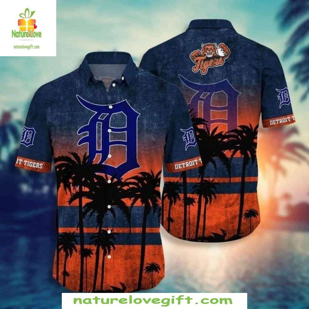 Detroit Tigers Hawaiian Sunset Palms MLB Baseball - Adult & Kids T-Shirts, Sweatshirts & Hoodies apparel design preview 1