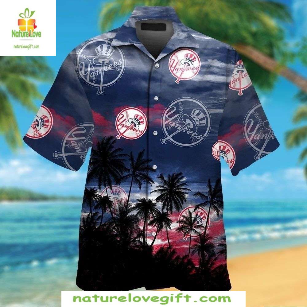 NY Yankees Hawaiian Sunset Palms Stylish Baseball - Adult & Kids T-Shirts, Sweatshirts & Hoodies apparel design preview 1