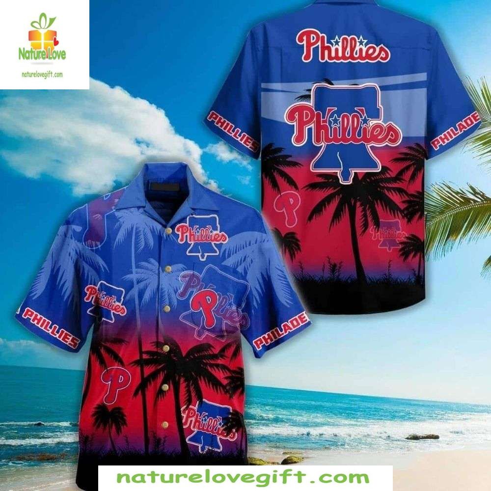 Philadelphia Phillies Hawaiian Tropical Sunset Palms - Adult & Kids T-Shirts, Sweatshirts & Hoodies apparel design preview 1
