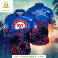Texas Rangers Hawaiian Sunset Palms Silhouettes MLB - Adult & Kids T-Shirts, Sweatshirts & Hoodies apparel design preview 1