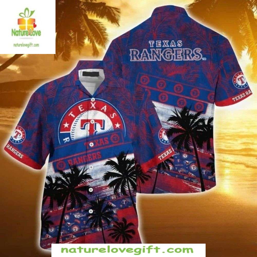 Texas Rangers Hawaiian Sunset Palms Aloha Baseball - Adult & Kids T-Shirts, Sweatshirts & Hoodies apparel design preview 1