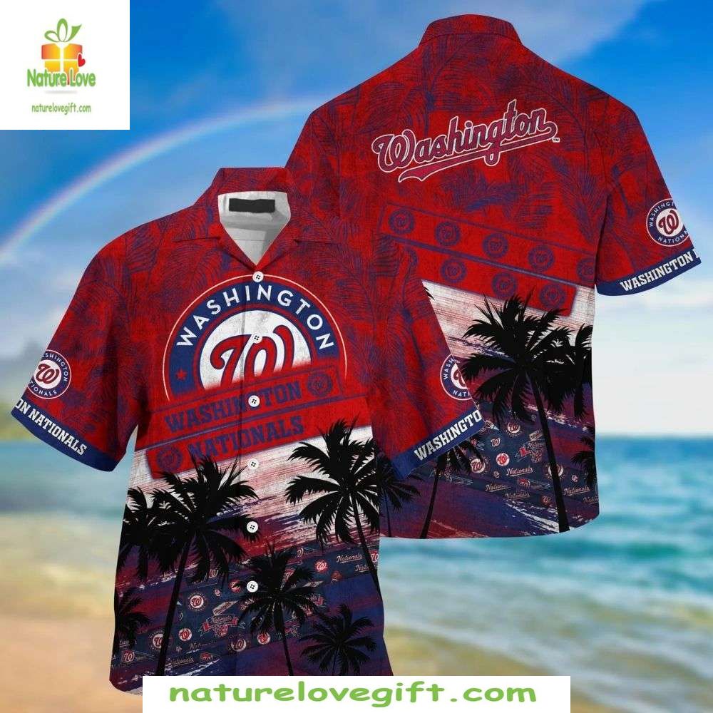 Washington Nationals Hawaiian Sunset Palms MLB Beach - Adult & Kids T-Shirts, Sweatshirts & Hoodies apparel design preview 1
