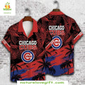 Chicago Cubs Hawaiian Sunset Red Tropical Palms Aloha - Adult & Kids T-Shirts, Sweatshirts & Hoodies apparel design preview 1