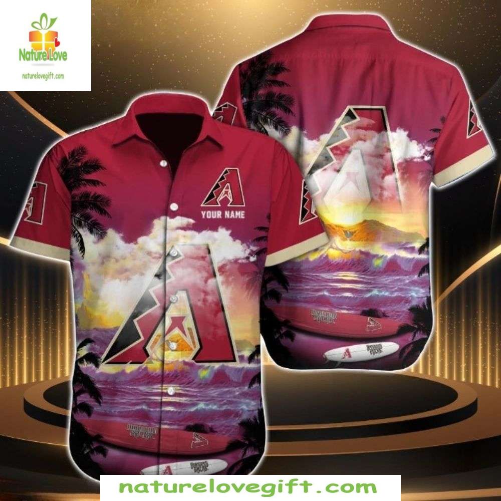 Arizona Diamondbacks Hawaiian Sunset Serenade Palm - Adult & Kids T-Shirts, Sweatshirts & Hoodies apparel design preview 1