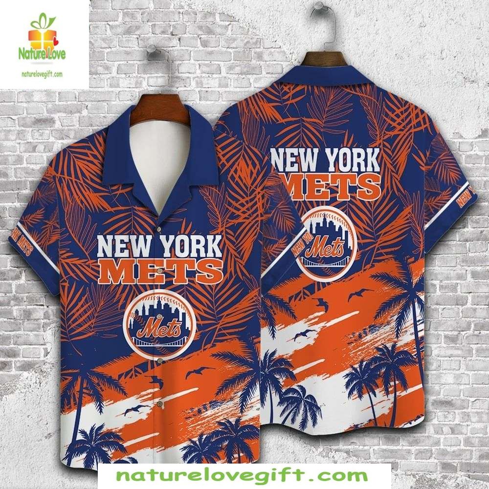 New York Mets Hawaiian Sunset Silhouette MLB Baseball - Adult & Kids T-Shirts, Sweatshirts & Hoodies apparel design preview 1