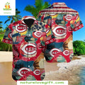 Cincinnati Reds Hawaiian Sunset Surfboards MLB - Adult & Kids T-Shirts, Sweatshirts & Hoodies apparel design preview 1