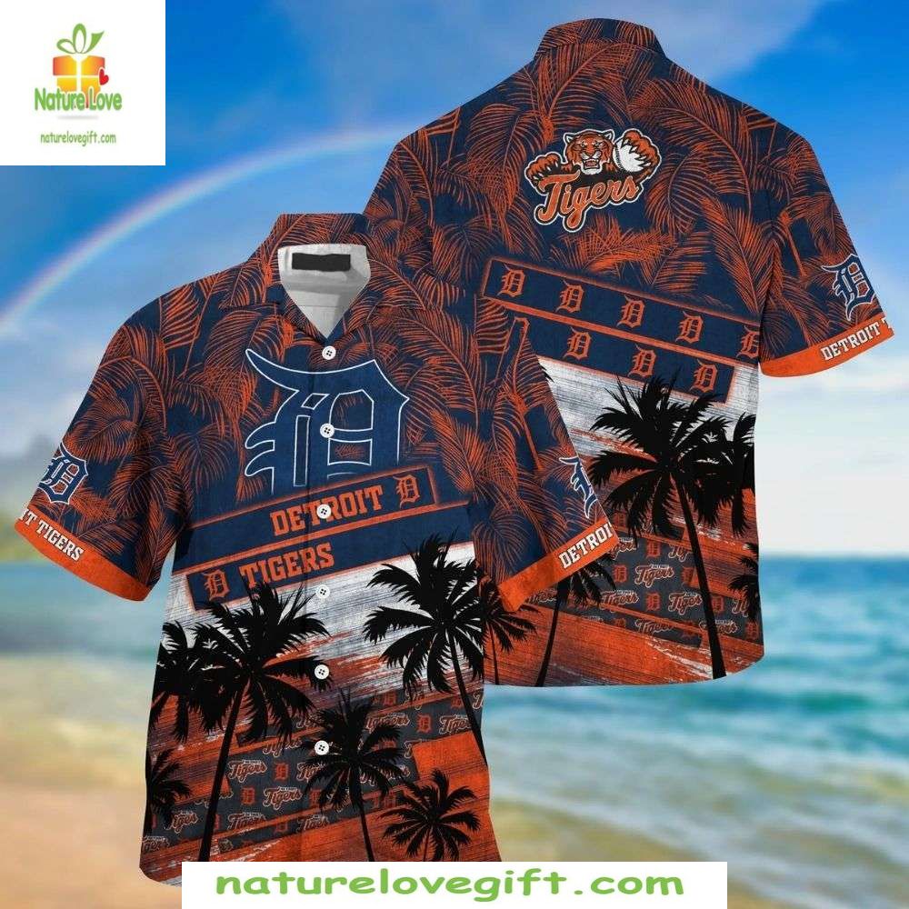MLB Hawaiian Sunset Tigers Palms Team Logos Baseball - Adult & Kids T-Shirts, Sweatshirts & Hoodies apparel design preview 1