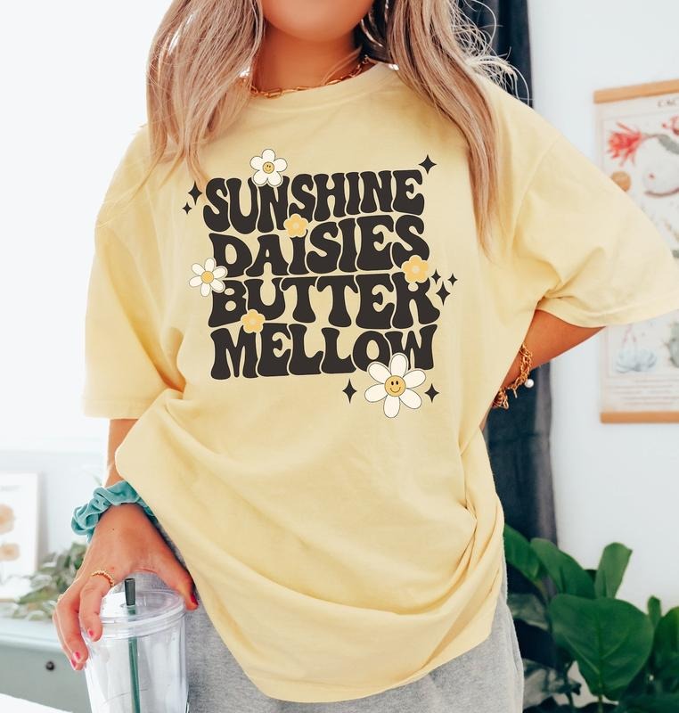 Sunshine Daisies Butter Mellow Retro Daisy HP - Adult & Kids T-Shirts, Sweatshirts & Hoodies apparel design preview 1