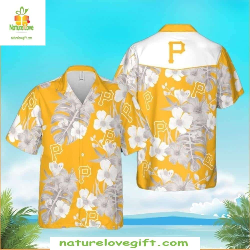 Pittsburgh Pirates Hawaiian Sunshine Hibiscus Palm - Adult & Kids T-Shirts, Sweatshirts & Hoodies apparel design preview 1