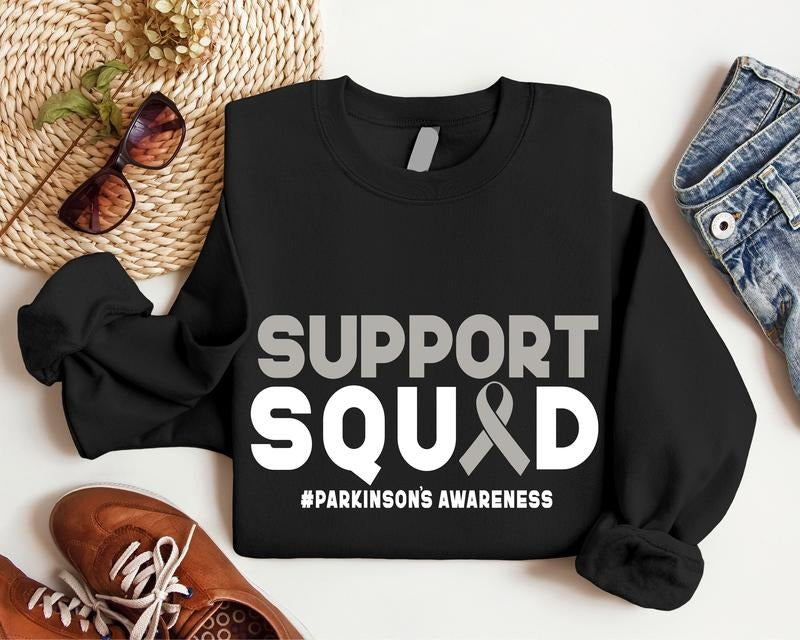 Support Squad Parkinson'S Disease Awareness Gray - Adult & Kids T-Shirts, Sweatshirts & Hoodies apparel design preview 1