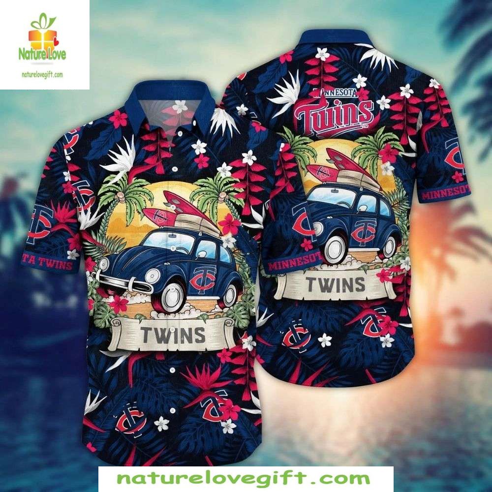 Minnesota Twins Hawaiian Surf Vintage Car MLB - Adult & Kids T-Shirts, Sweatshirts & Hoodies apparel design preview 1