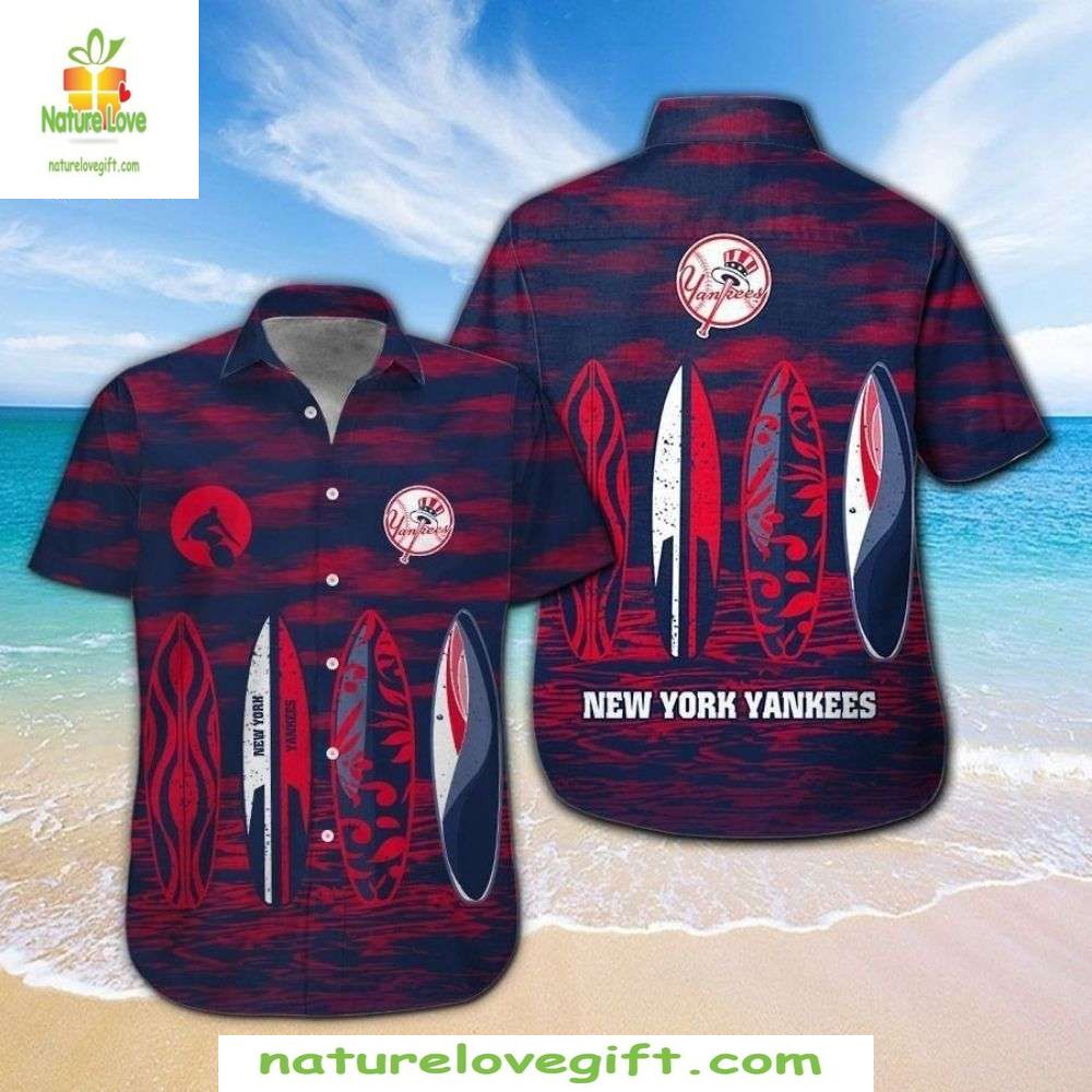 MLB NY Yankees Hawaiian Surfboard Graphic Baseball - Adult & Kids T-Shirts, Sweatshirts & Hoodies apparel design preview 1
