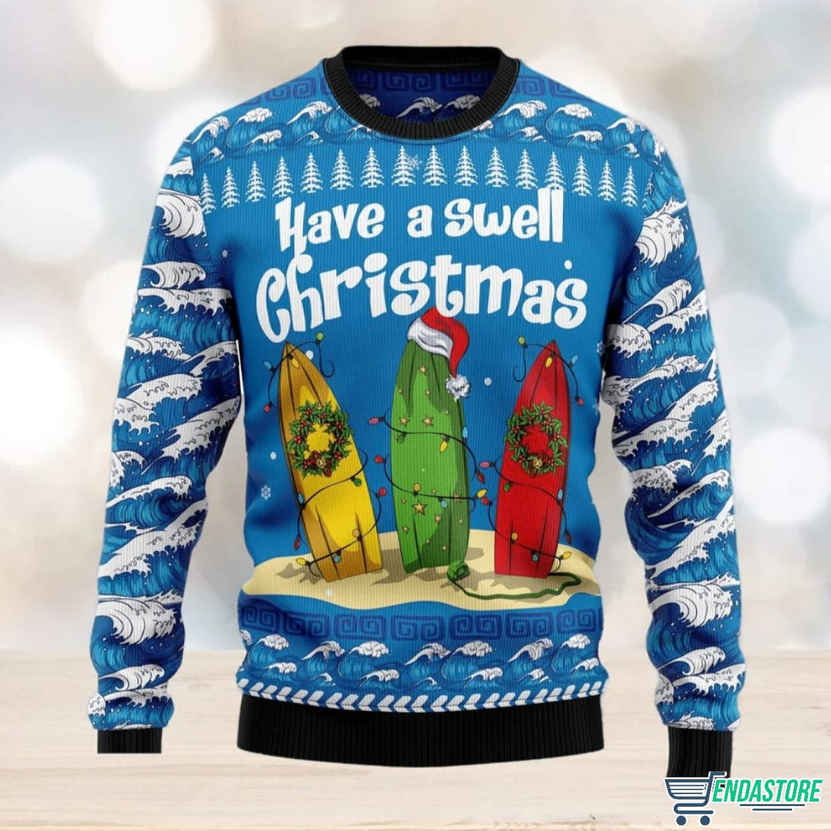 Surfer Swell 3D Ugly Christmas Sweater - Holiday Gift product image