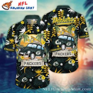 Surf's Up Green Bay Packers Vintage Car Hawaiian - Adult & Kids T-Shirts, Sweatshirts & Hoodies apparel design preview 1
