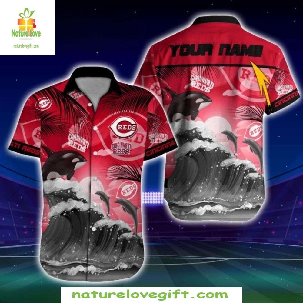 Cincinnati Reds Hawaiian Surf's Up Wave Rider - Adult & Kids T-Shirts, Sweatshirts & Hoodies apparel design preview 1