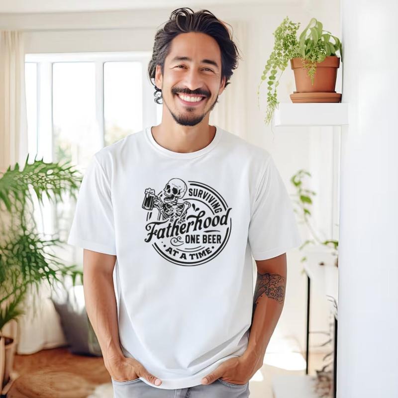 Surviving Fatherhood One Beer Time Happy Drinking - Adult & Kids T-Shirts, Sweatshirts & Hoodies apparel design preview 1