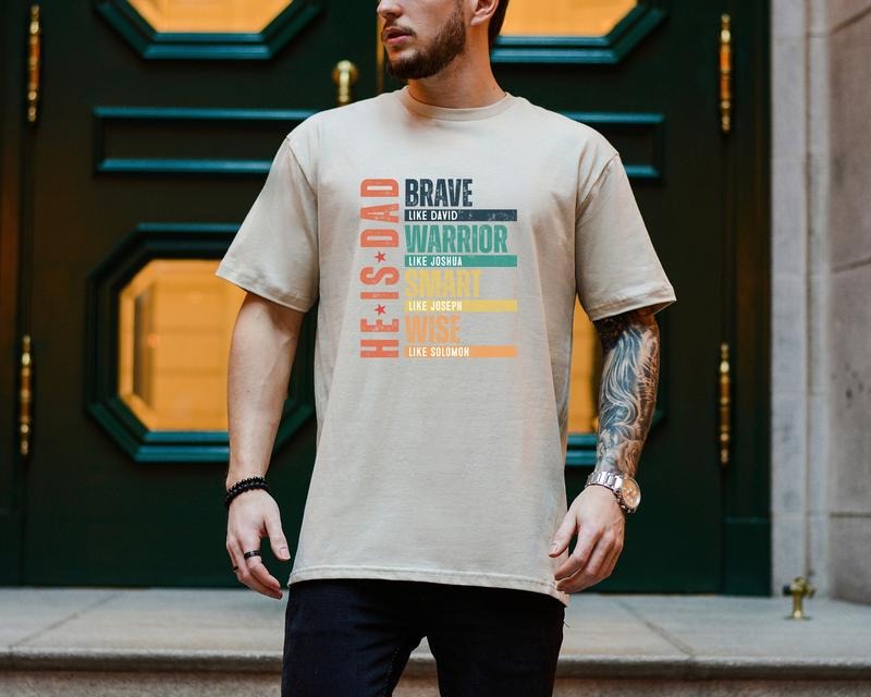 He Is Dad Brave Like David Warrior Joshua Smart - Adult & Kids T-Shirts, Sweatshirts & Hoodies apparel design preview 1