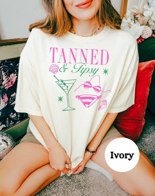 Tanned Tipsy Pool Party Retro Martini Boho Summer - Adult & Kids T-Shirts, Sweatshirts & Hoodies apparel design preview 1
