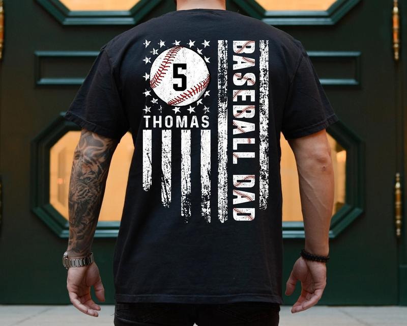 Baseball Dad Personalized Name Number Player Sports - Adult & Kids T-Shirts, Sweatshirts & Hoodies apparel design preview 1