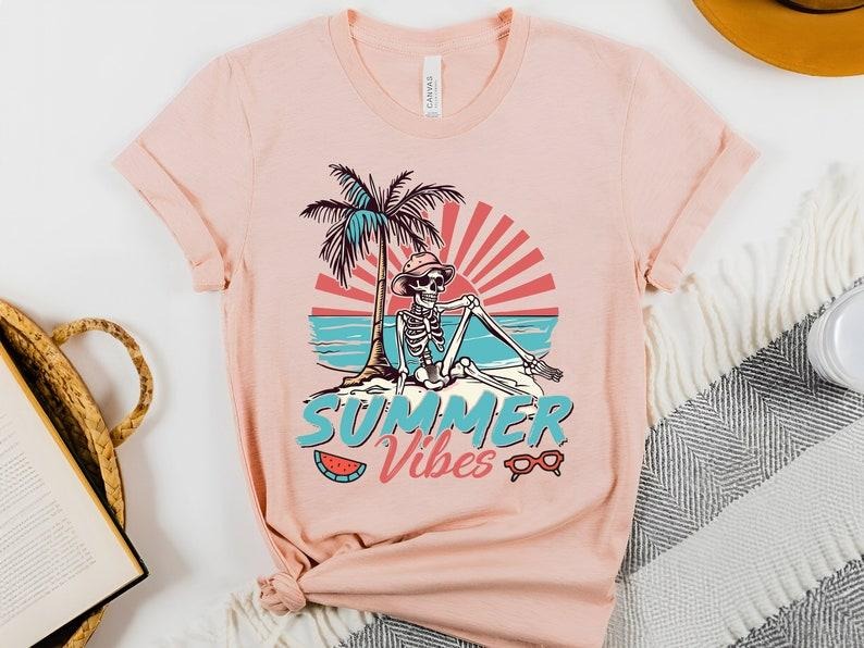 Summer Funny Skeleton Beach Vacation Happy - Adult & Kids T-Shirts, Sweatshirts & Hoodies apparel design preview 1
