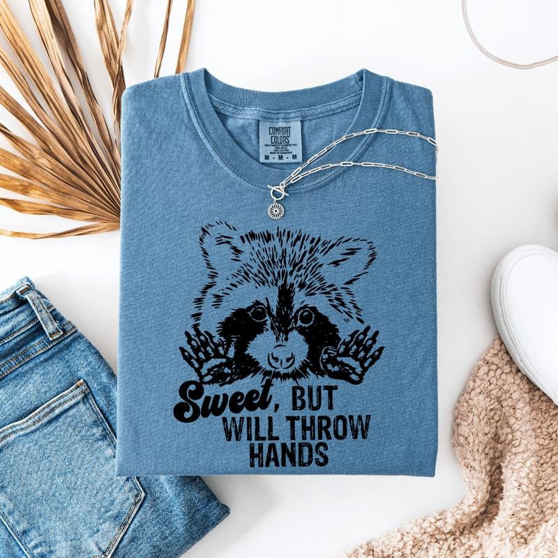 Sweet But Will Throw Hands - Adult & Kids T-Shirts, Sweatshirts & Hoodies apparel design preview 1