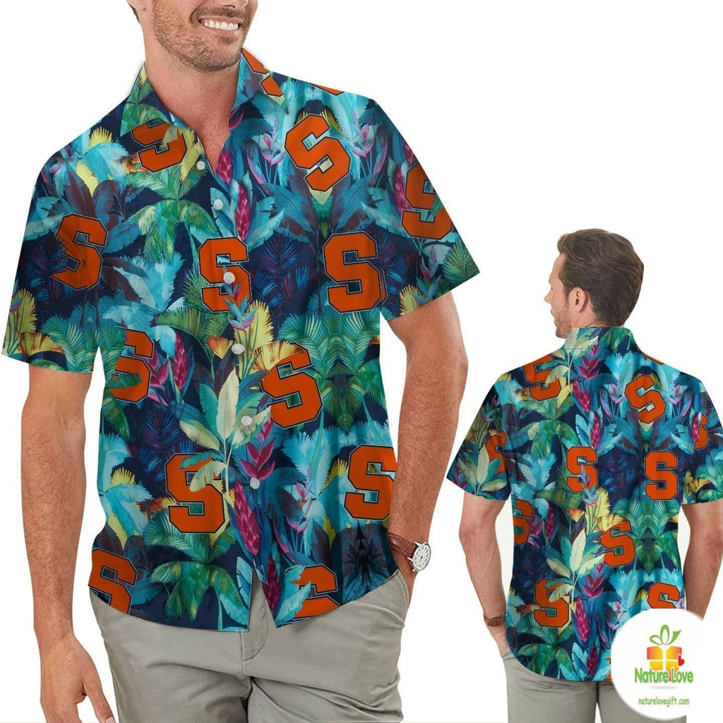 Syracuse Orange Hawaiian Floral Tropical Short Sleeve - Adult & Kids T-Shirts, Sweatshirts & Hoodies apparel design preview 1